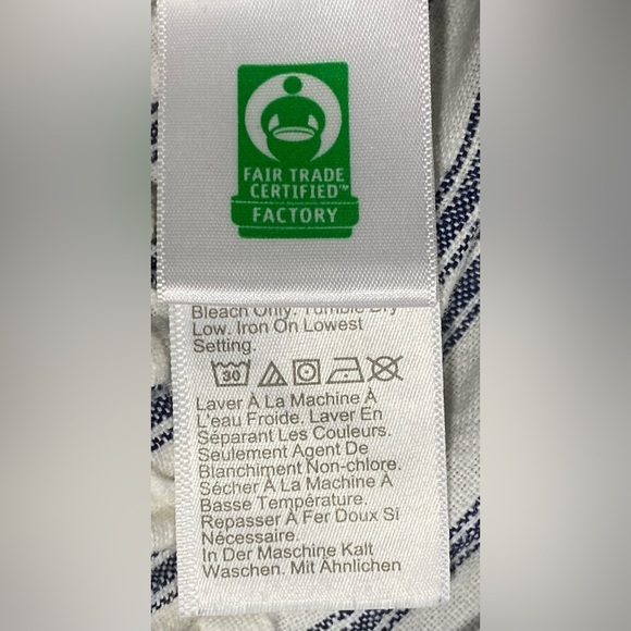 J. Crew White with Navy Blue Striped Cropped Pants, Size 2, Linen/Cotton Blend - Picture 6 of 9